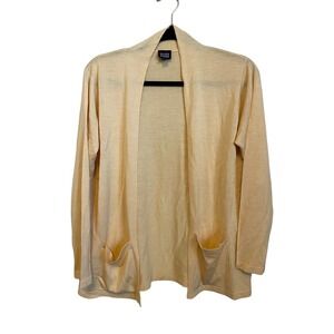 Eileen Fisher Womens Yellow 100% Silk Open Front Cardigan Sweater Size Small